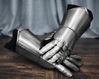 Medieval Silver Metal Gauntlets Knight Armor Gloves Articulated Fingers Pair