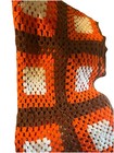 Vtg Granny Square Handmade Afghan Throw Blanket   60    X 96    Orange Brown White