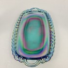 Indiana Glass Harvest Grape Blue Carnival Glass Sugar Creamer Tray Set  0470 Box