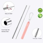 2 Pack Reusable Metal Straws Collapsible Stainless Steel Drinking Straw Travel P
