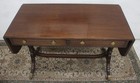 Federal-style Vintage Mahogany Drop-leaf Console Table With Brass Casters