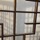 Mcm 4-panel Teak Geometric Fretwork Room Divider - Intact Lattice - Solid Wood