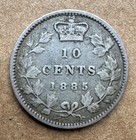 Canada 1885 10 Cents  925 Silver Queen Victoria Km  3 Scarce Date Very Fine