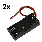 2x 2-aaa Slots Battery Spring Clip 3v Holder Case Plastic Storage Box   Wires