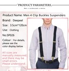 Men s 3 5x120cm Adult X-type Suspenders 4 Clips Hook Buckles Adjustable
