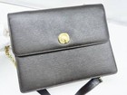 Good Condition Chloe Round Logo Vintage Chain Shoulder Bag Embossed Brown Gold