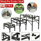 Double Bowl Dog Cat Feeder Elevated Raised Stand 2 Feeding Food Water Pet Dishes