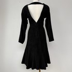 Vintage 80s Witchy Vakko Black Suede Beaded Lbd Dress Size 8 Goth Open Back