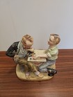 Vintage Shafford Nippon Father   Son Playing Checkers Figurine Hand Painted