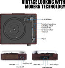 Retro Vinyl Record Player Turntable Bluetooth 2 Stereo Speakers 3 Speed