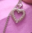 14k White Gold Diamond Heart Necklace Pendant With Chain