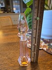 Antique Art Deco Perfume Bottle  Czechoslovakia Pink Glass Crystal Stopper  