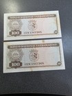 Banco Nacional Ultramarino Portugal 1963 100 Escudos Banknotes Lot Of 2  1114
