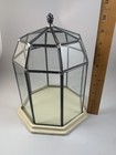 Metal Geometric Terrarium Or Display Case With A Rosebud Finial 10    Tall