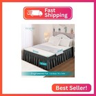 Vocander Wrap Around Black Full Size Bed Skirt 14 Inch Drop  Elastic Dust Ruffle