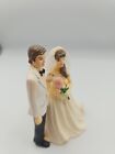 Vintage Plastic Bride And Groom Wedding Cake Topper 4  Tall Tulle Veil