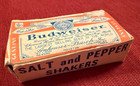 Vintage Budweiser Beer Glass Bottle Salt   Pepper Shakers Collectible Vintage