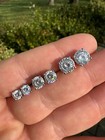 Mens Ladies Real Portuguese Cut Moissanite Stud Earrings 925 Silver 1-4ct Vvs D