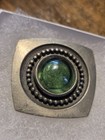 R Tennesmed Pewter Broch  Sweden Green Stone Stone