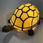 Tiffany Style Turtle Lamp Green Glass Brass Base Tortoise Night Light