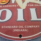 Vintage Porcelain Pin Up Gas   Oil Station Pump Plate Garage Man Cave Sign