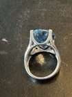 Sterling Silver 925 Blue Topaz Cushion-cut Prong Set Cocktail Ring Size 7
