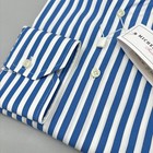 Michele Negri Shirt Mens 15 75 40 Blue Stripe Slim Long Sleeve Dress Italy Nwt