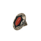 Navajo Vintage Coral Shadowbox Ring Sz 6 Southwestern Estate Find