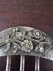 Antique Victorian Coin Silver Hair Comb Floral Embossing 3 Prong 4  Elegant Updo