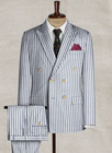 Striped Men s Suits Peak Lapel Double Breasted Formal Wedding Groom Tuxedo 2 Pcs