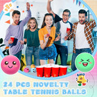 24 Pcs Table Tennis Balls Novelty Face 3 Special Emotion Cute Table Tennis Balls