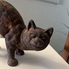 Vintage Cast Iron Cat Hubley Style 11 Inch With Arched Back Doorstop Antique