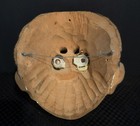 Vintage Guatemalan Folk Art Dance Mask Wood Carved Parrots Birds Glass Eyes