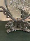 Vintage Sunglo 1993 Pewter 3 Dragon Pedestal Stand With Crystal Ball Orb