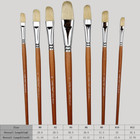 Professional Hog Bristle Filbert Oil Paint Brushes Set  7pcs Long Wooden Handle 