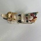 Vtg  Fitz And Floyd Omnibus Santa Sleigh Reindeer Salt   Pepper Christmas 1993