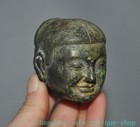 2  Old Chinese Ancient Bronze Sacrifice People Head Statue Sculpture