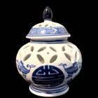 Vintage Lot 3 Blue White Reticulated Ginger Jar Teapots Chinese Porcelain