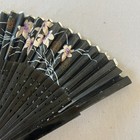 Vintage Wooden   Paper Hand Fan Fold Up 1920-1930s Japan Floral - Antique - Wear