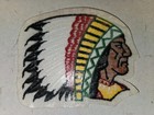 Vintage 60 s 70 s Large Indian Chief Headdress Cloth Embroidered Patch 6  X5 