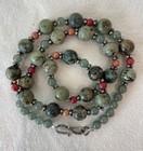 Sterling Silver Green Turquoise Red Coral Jade Navajo Necklace 21 5 