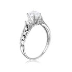  925 Sterling Silver Hammered Shank Bridal Ring Lab Created Simulated Diamon