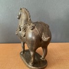 Natural Wood Hand Carved Chinese Tang Horse Figurine Hand Piece Statue Ornament