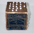 Antique German  the Stayin Pin Cube  With Partial Black Glass-head Toilet Pins
