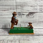 Vintage Cast Iron Monkey Bank Mechanical Coin Bank  works 