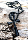 The Ankh Cross Necklace Unisex Adult Black Goth Stainless Steel Charm Necklace