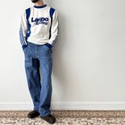 Vintage 80s French Workwear Sanfor Blue Faded Ripped Pants Size 32