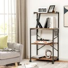 4-tier Rolling Bakers Rack Industrial Utility Microwave Oven Stand Cart W  Hooks
