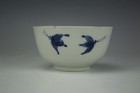 Antique Asian Chinese Porcelain Blue And White Butterfly And Floral Bowl