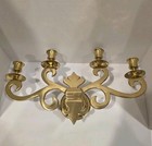 Vintage Solid Brass Candelabra 4 Four Arm Sconce Wall Mount Taper Candle Holder